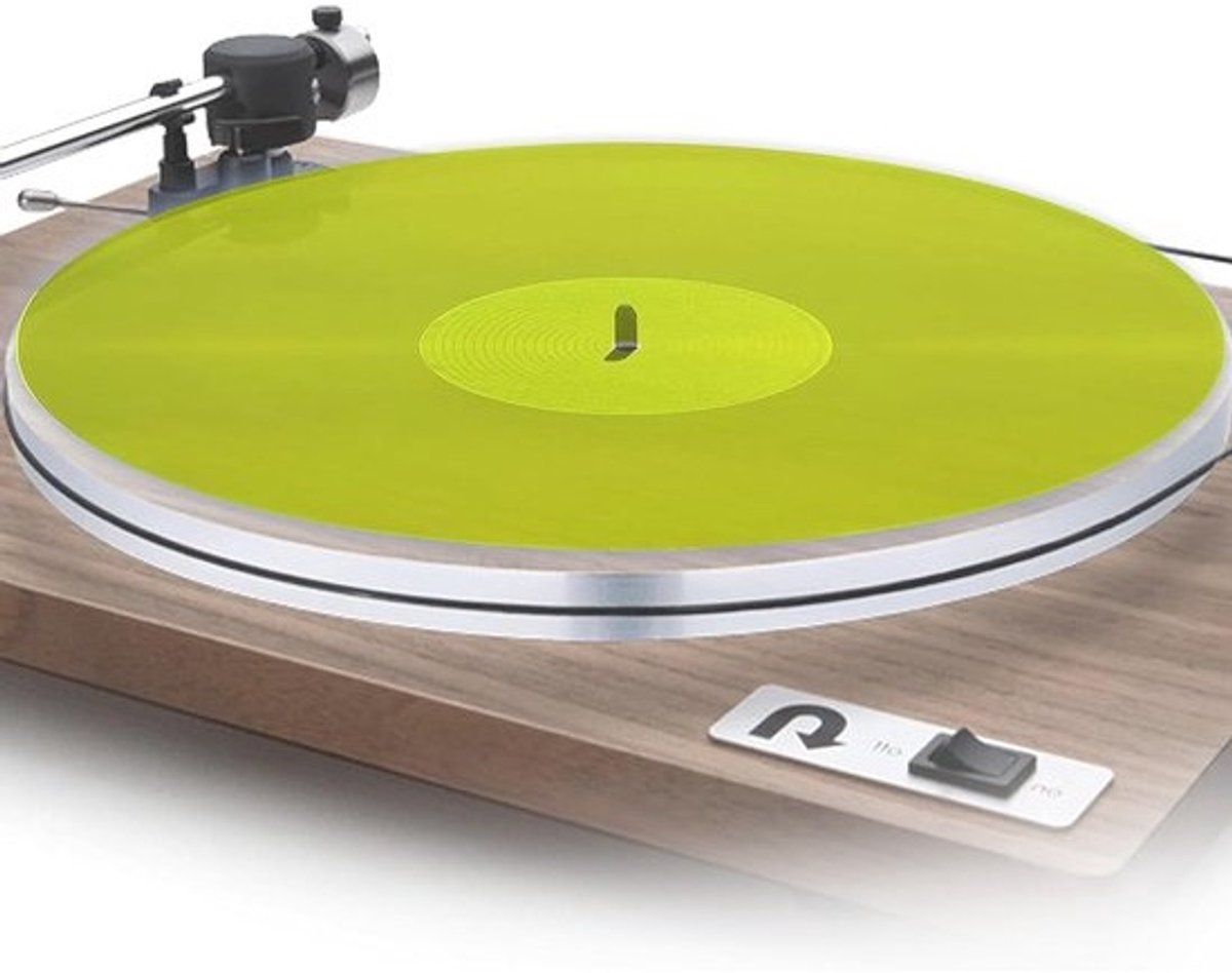 turntablemat voor 12 inch platenspeler - antislip acrylmat 300x300x3mm - transparant geel