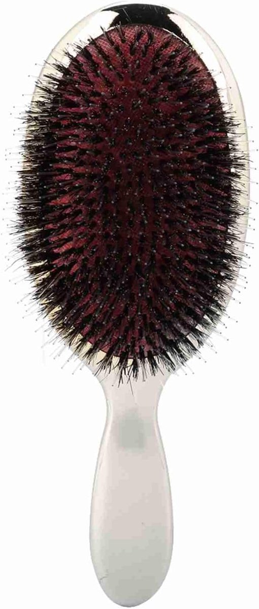 Haarborstel Zwijnen Varkenshaar Haarborstel voor Dik Haar Styling voor Schoonheidssalon Gebruik (Zilver)