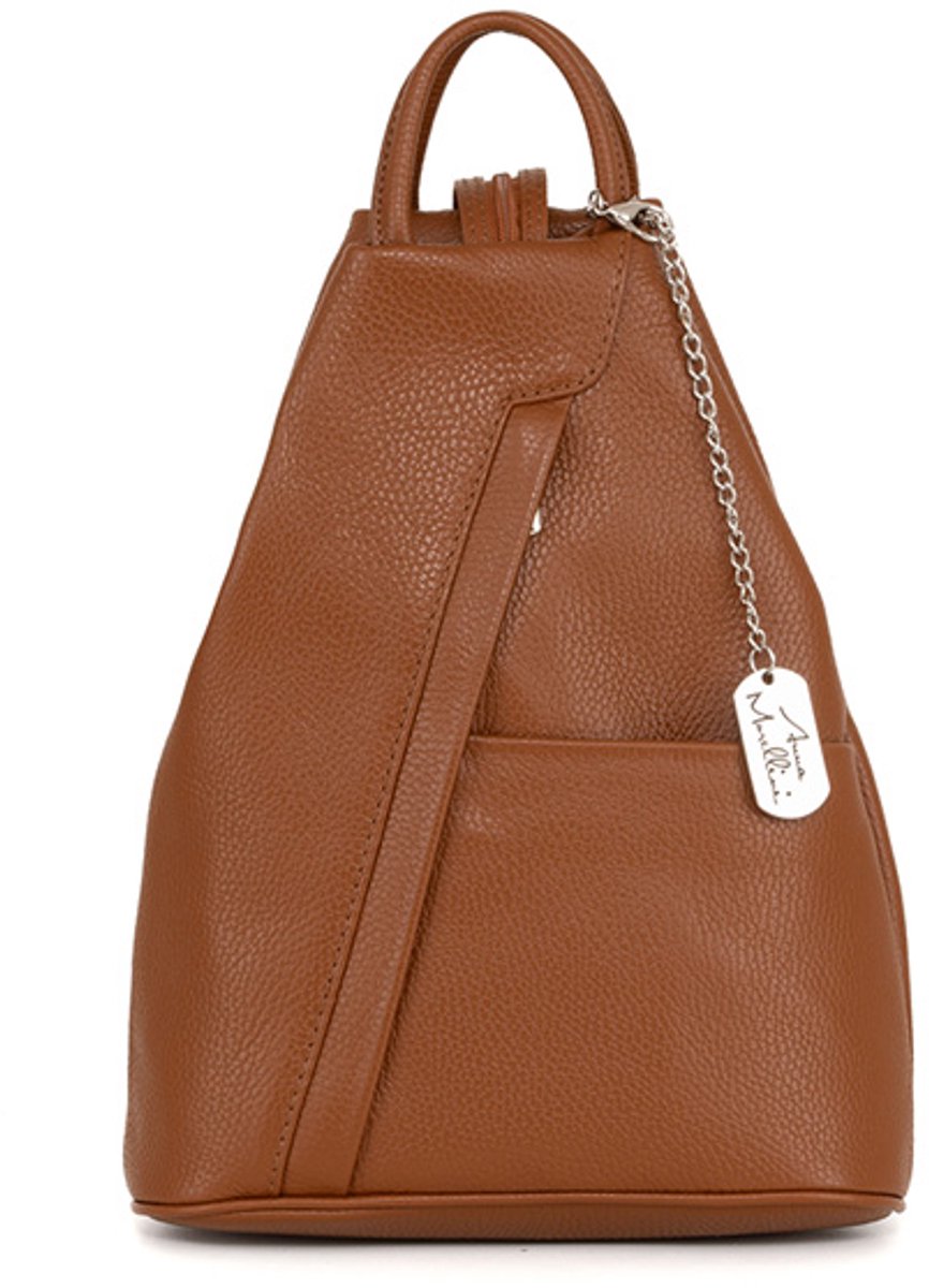 Outspot - Luxe leren damesrugzak met Italiaanse elegantie - Cognac