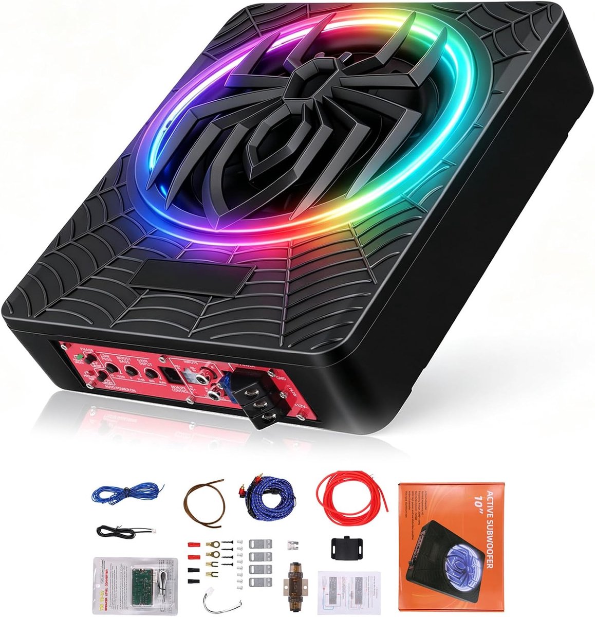 Actieve subwoofer 1000 W - ultradun 8x12 inch - RGB-verlichting - smartphone bediening voor SUV en vrachtwagen - ShopVlot