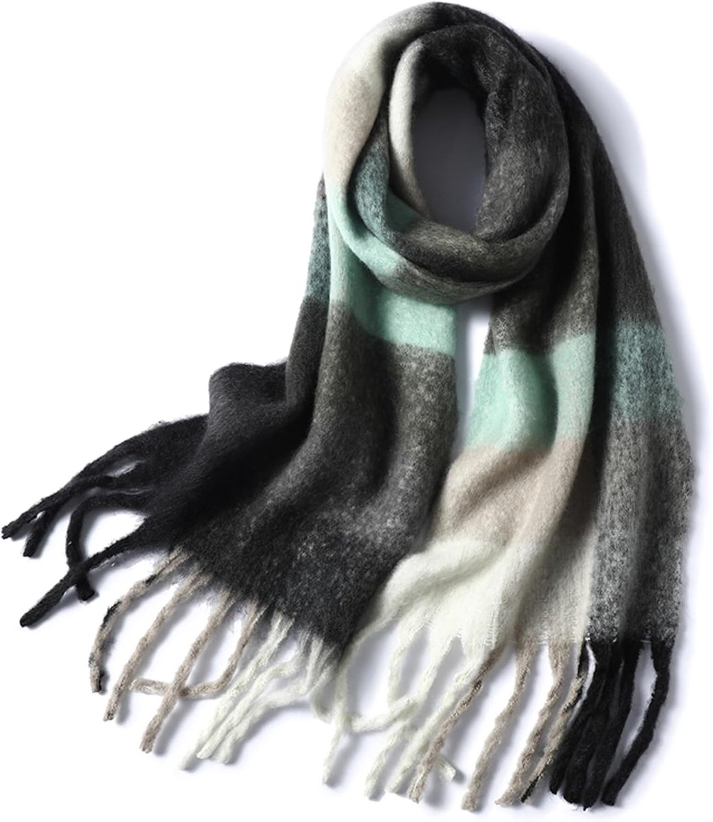 Damessjaal XXL warme, zachte gebreide, geruit, winter, herfst, wol, beschermend, halsdoek, poncho, cape, F
