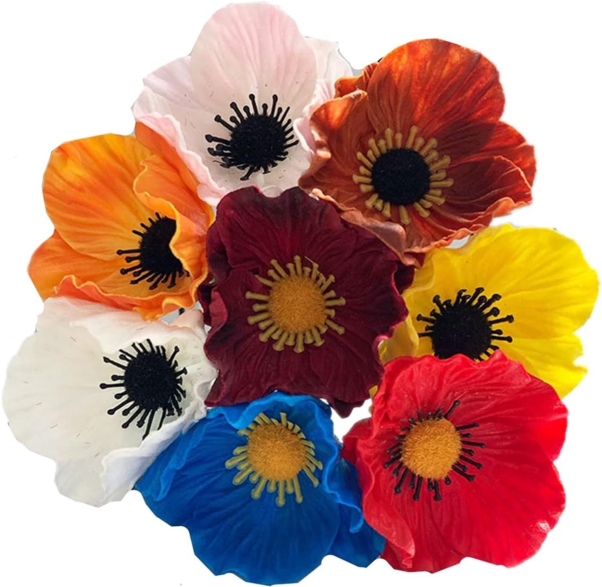 Kunstbloemen Papaverbloemen, UV-bestendig voor buiten Geen vervaging PU Nep Wilde Bloemen voor Tafelcentrum Vaas, Bruiloft Achtergrond Boog Muur (10 Kleuren)