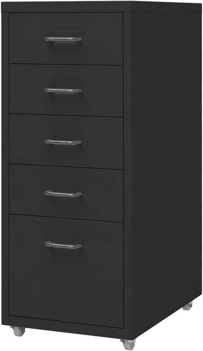 Dossierkast met 5 laden - Kantoorkast op wielen - Documenten overzichtelijk opbergen - Inclusief wielen - 28 x 41 x 69 cm