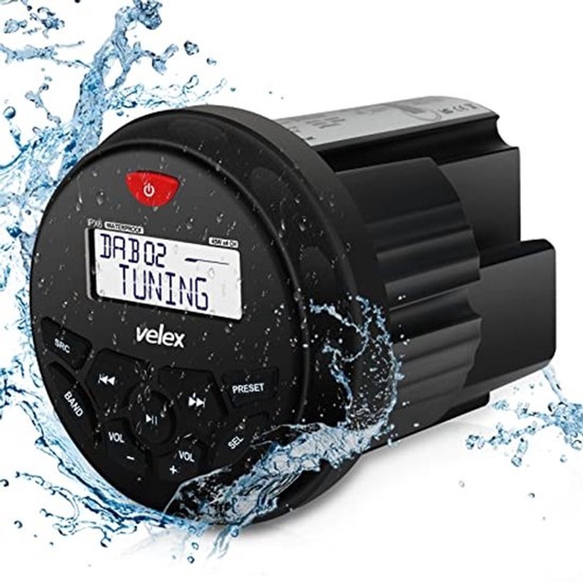 Waterdichte Bluetooth-marinestereo-ontvanger met MP3-speler, DAB+/AM/FM-radio en USB, voor het streamen van muziek op boten, golfkarretjes, ATV's, UTV's en spa-hot tubs (DAB+)