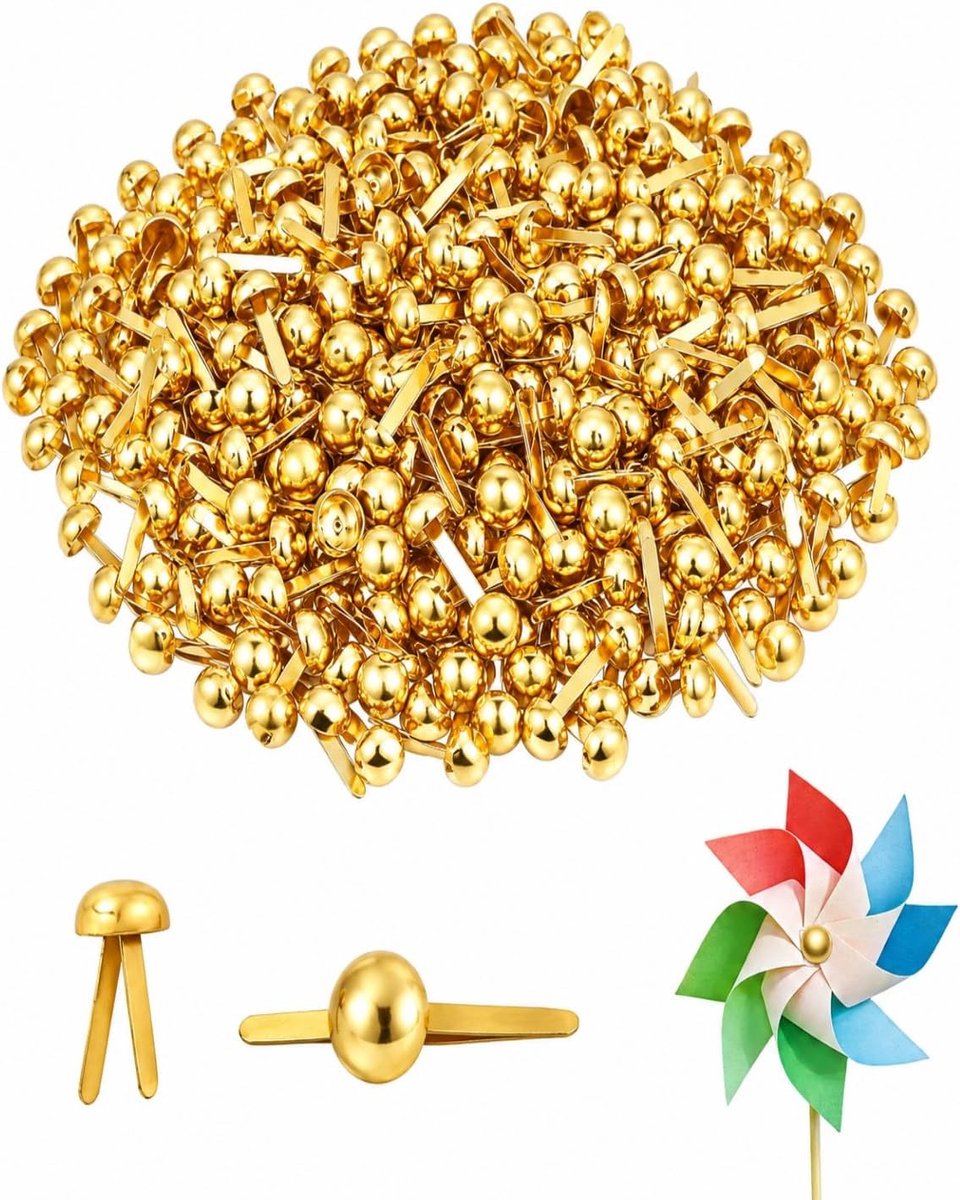 200 stuks patroonclips, messing clips, metalen klemmen met ronde kop, goudkleurig - ShopVlot