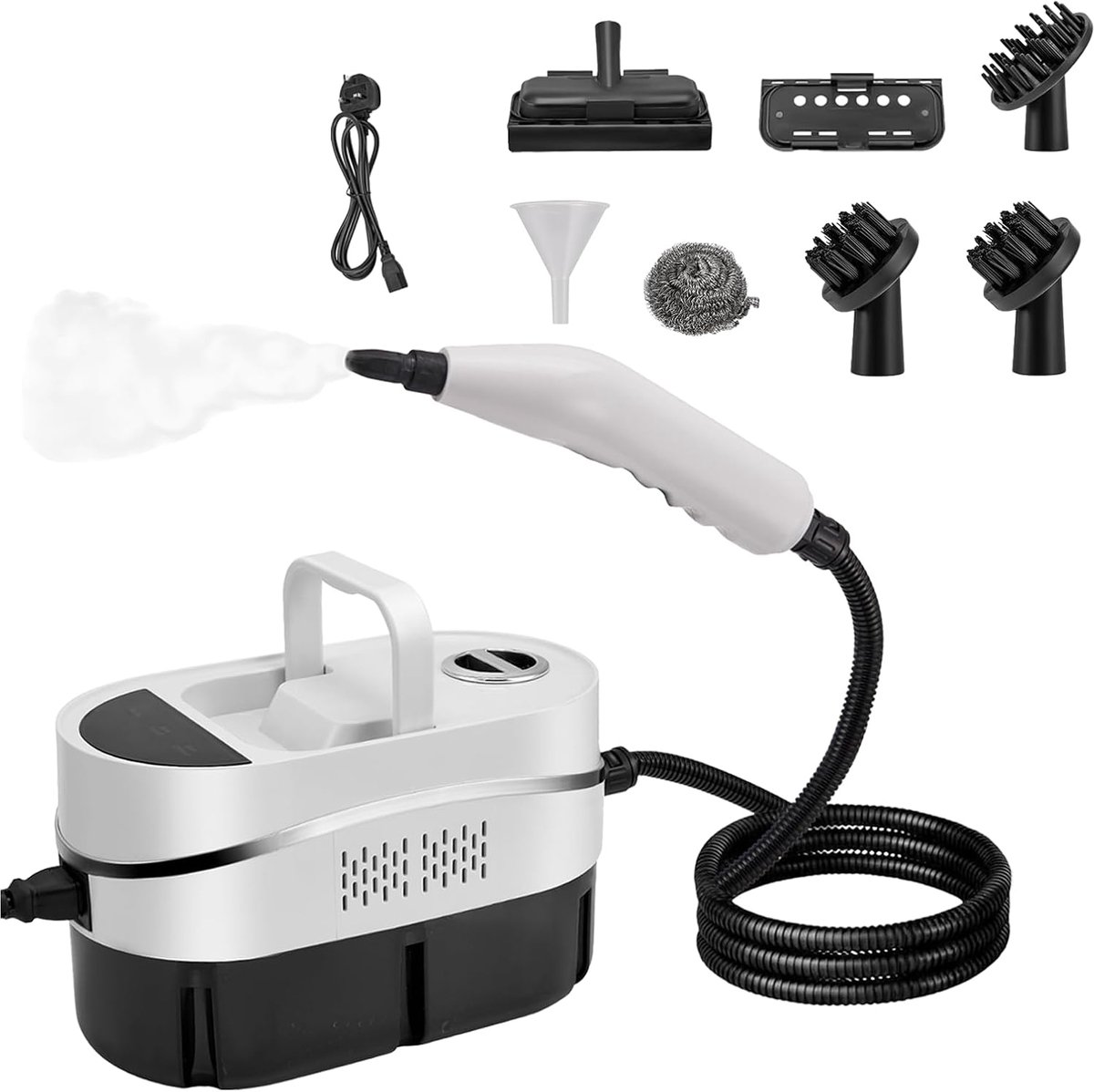 Stoomreiniger voor alles 1200 ml, 2500 W handstoomreiniger met 8 accessoires, 4,5 bar draagbare stoomreiniger voor tegels met touchscreen, stoomreiniger met hand te dragen, voor keukenmeubels