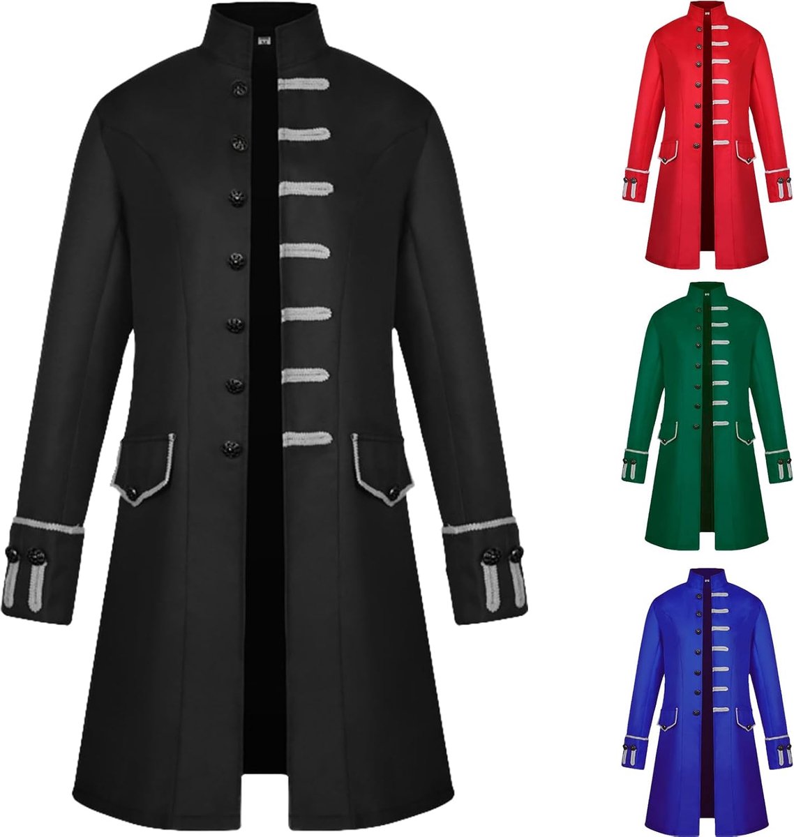 Steampunk middeleeuwse vintage jas voor heren, uniform, eenknopenrij, trenchcoat, herfst, casual overjas voor Halloween-feest