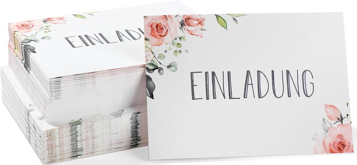 Uitnodigingskaarten in bloemendesign voor alle gelegenheden - verpakking met 50 kaarten en enveloppen van hoogwaardig kraftpapier