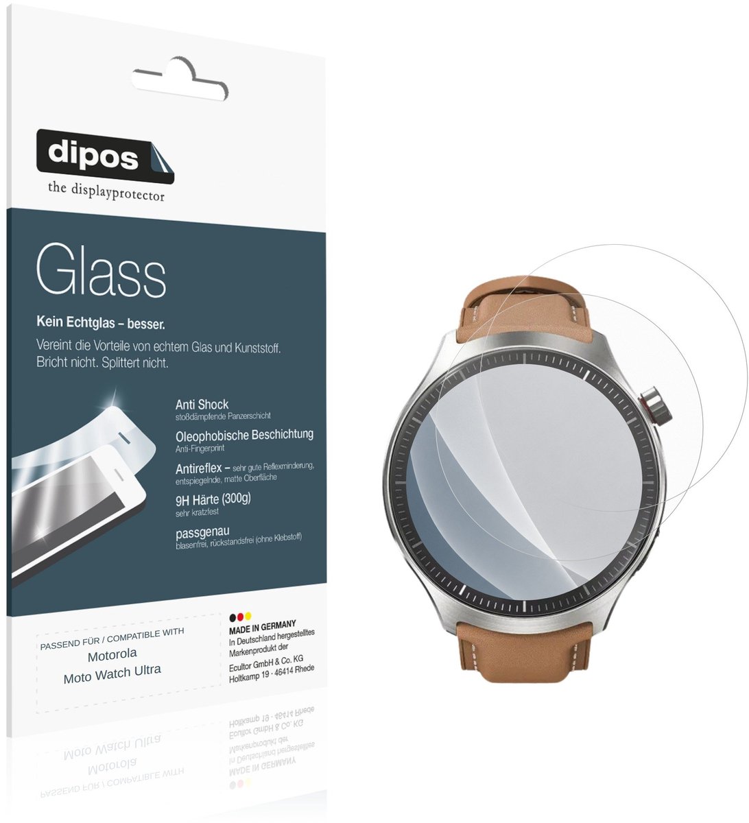 dipos – 2x Matte Pantserfolie geschikt voor Motorola Moto Watch Ultra | 9H Screenprotector