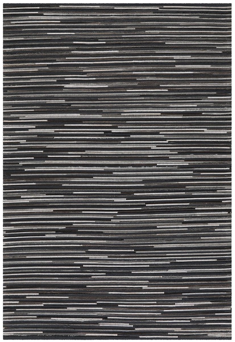 Dutch XXL Leren Vloerkleed | Tapijt | Wild | Strepen | Donkergrijs | 170x240 cm