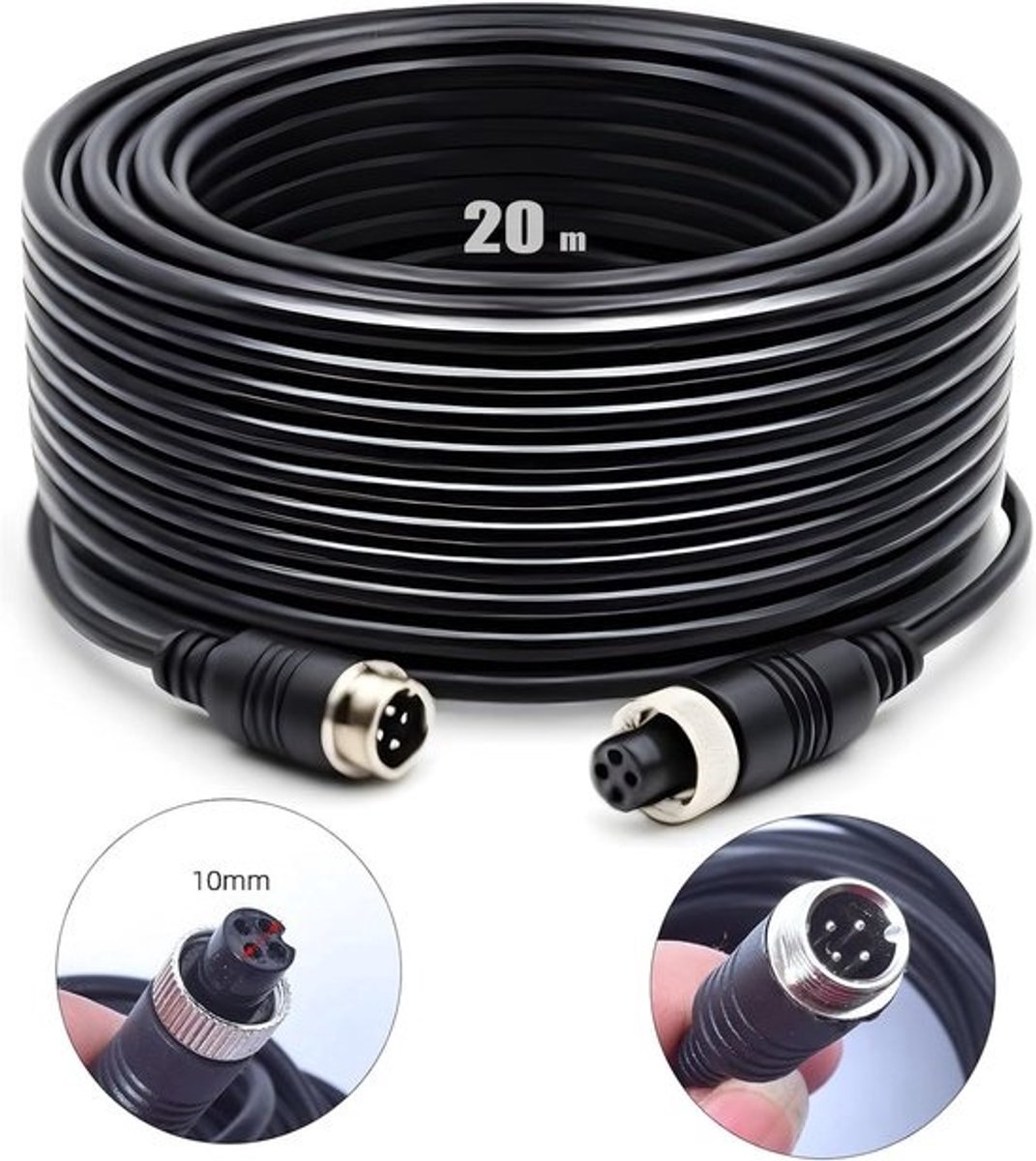 20 meter 4-pins achteruitrijcamerakabel voor auto - Plug-and-playverbinding