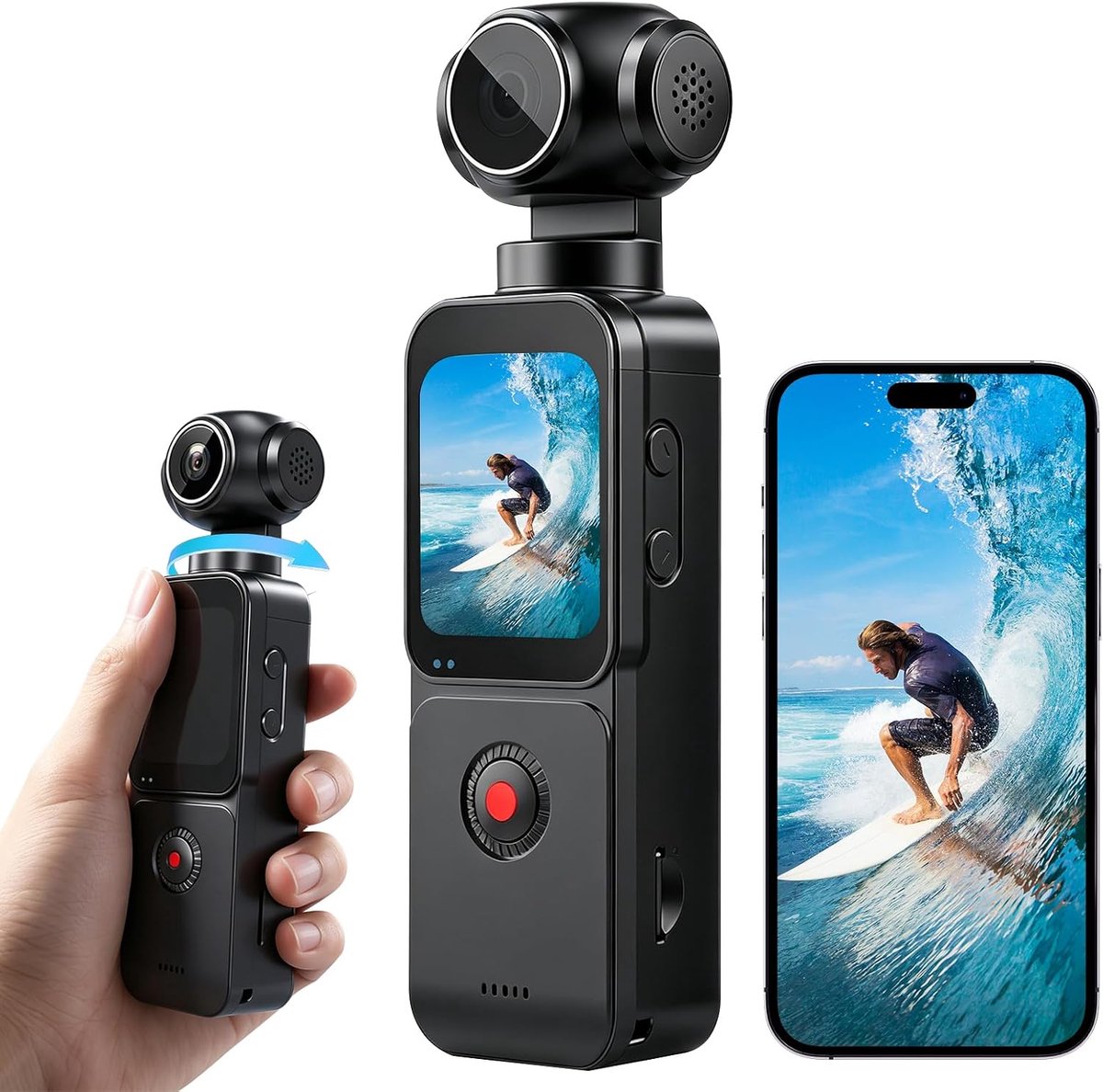 Sportcamera 4K mini vlog camera - handheld-actiecamera - gezichtstracking - ideaal voor outdoorsport - ShopVlot