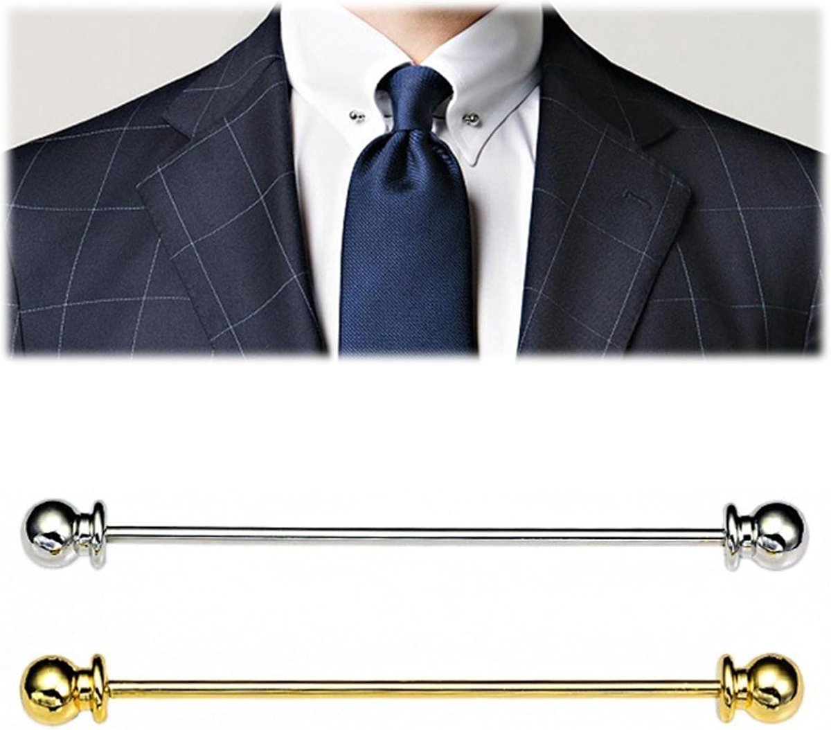 2 Pcs Collar Bar Pins Tie Collar Bar Pin Set, Set Mens Collar Pin Suit, Tie Collar Pin, Classic Metal Tie Pin for - ShopVlot