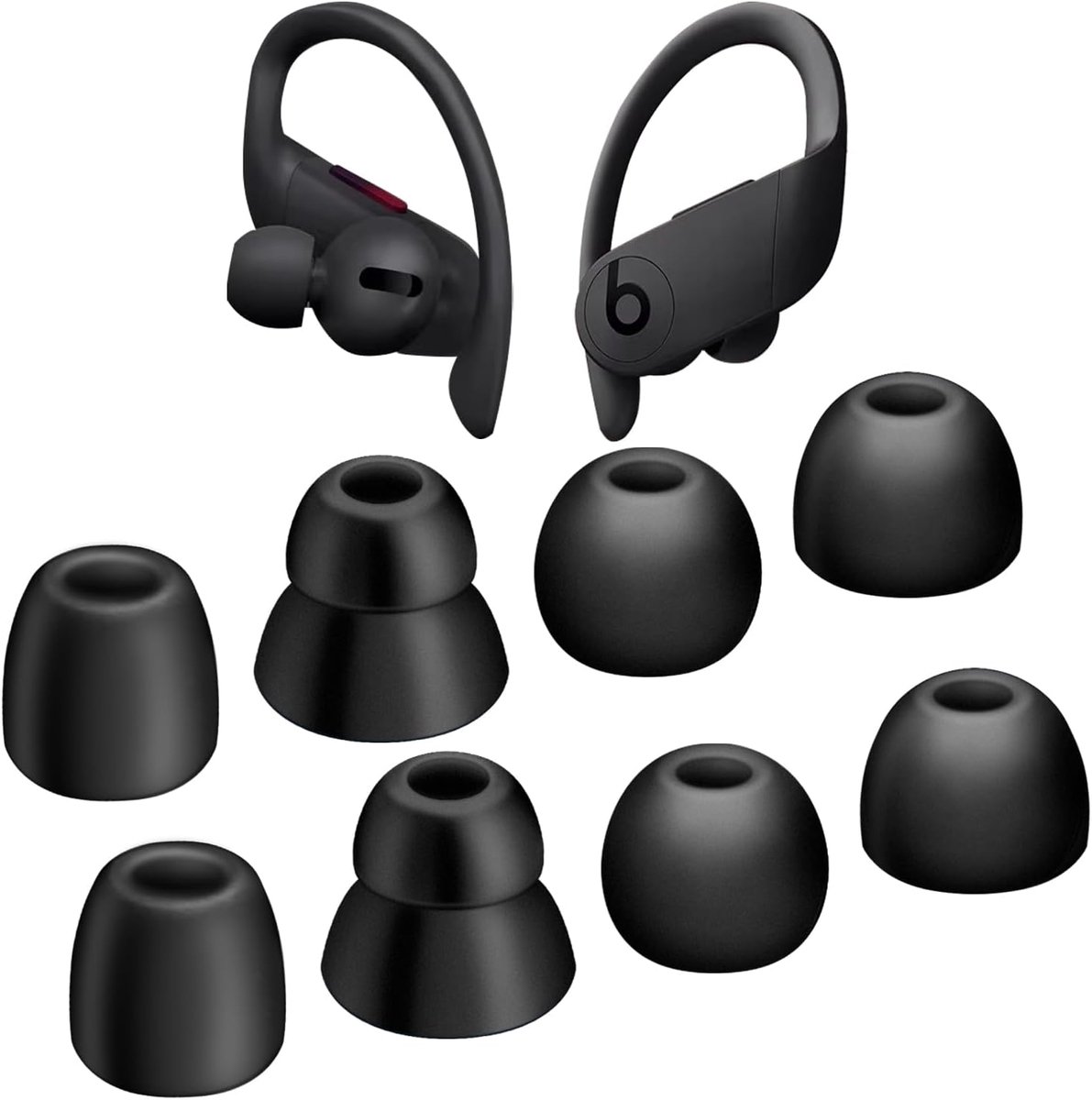 SnelShoppen - Vervangende Silicone Oordopjes Set voor Draadloze Oordelen, Geschikt voor Powerbeats Pro, 4 Maten, Zacht Silicone, Perfecte Pasvorm