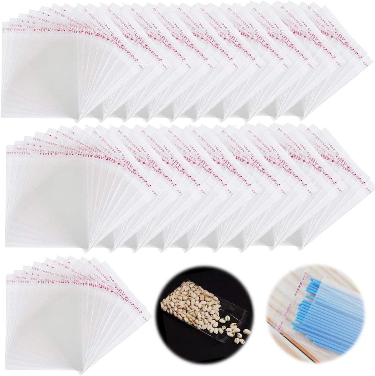 Resealable zip bags 9 x 13 cm - transparant - 200 stuks - ideaal voor opslag - ShopVlot