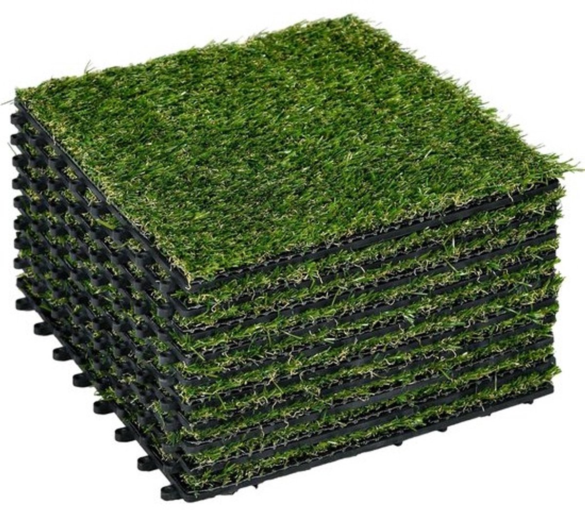 Kunstgrastegels set van 10 - 30 x 30 cm - Dikke comfort 3 cm - Ideaal voor terras en tuin