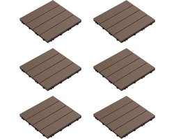 Garden 50-LG1191 terras- en dektegels - in elkaar grijpend lamellenpatroon straatstenen voor buiten, weerbestendig en antislip, vierkante doe-het-zelf mat (bruin, 6 stuks)