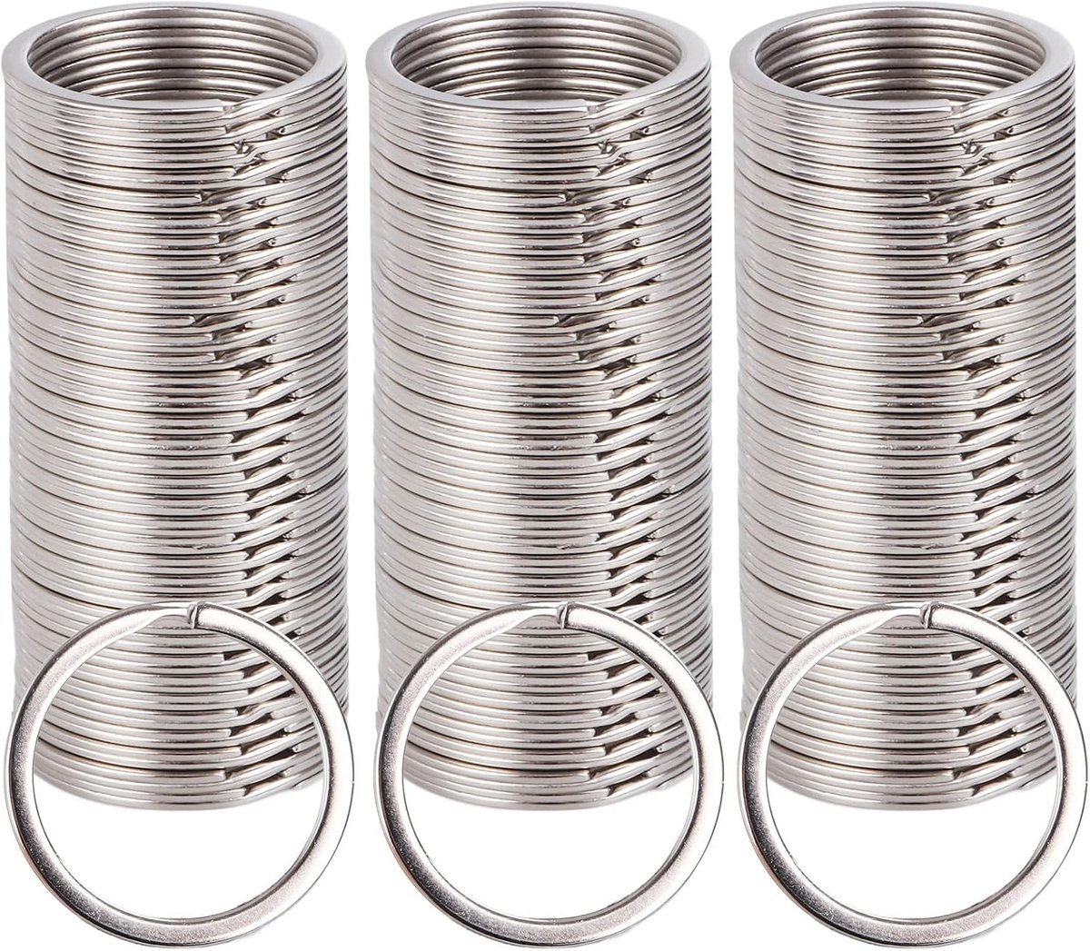 200 stuks sleutelringen van roestvrij staal, ronde sleutelringen, 30 mm, zilveren sleutelringen, ringen voor sleutels, handwerk en doe-het-zelf kunst
