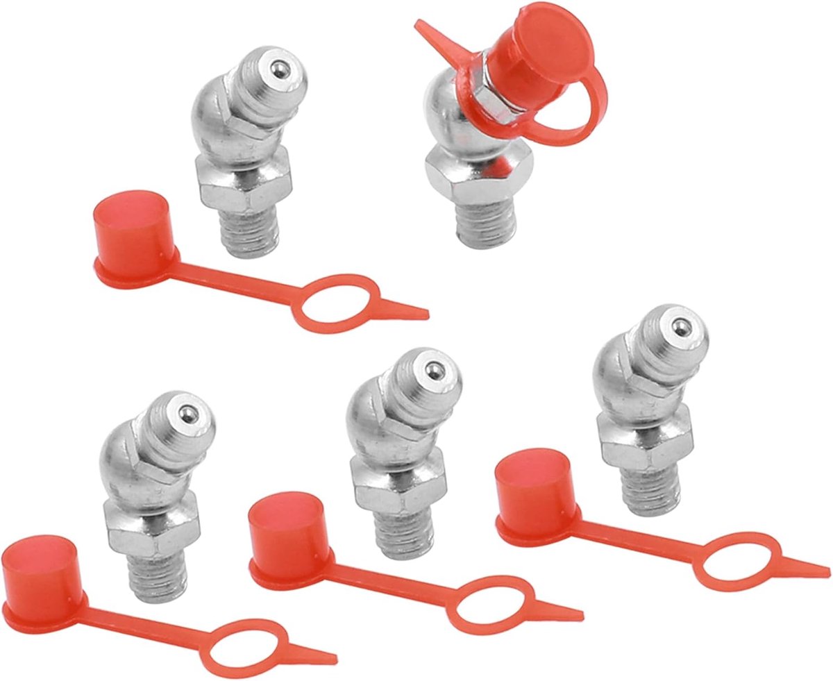 Hydraulische smeernippel M6 45 graden hoek met dop van verzinkt ijzer (set van 5 stuks)