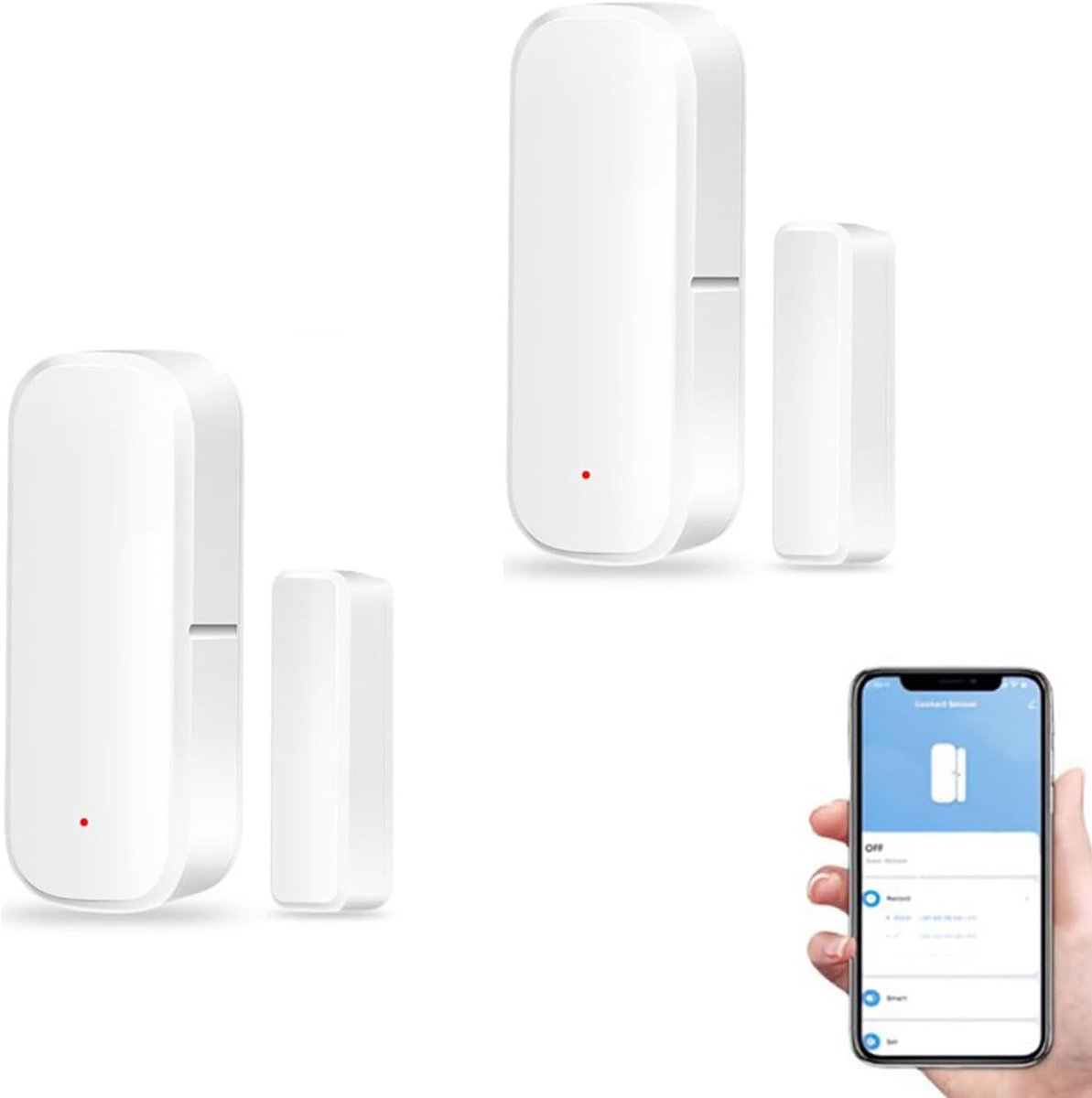Deur- en raamsensor, vereist Zigbee-hub, compatibel met Alexa/Google Home/Home Assistant/Tuya, raamcontact-alarmsysteem (2 Pack)