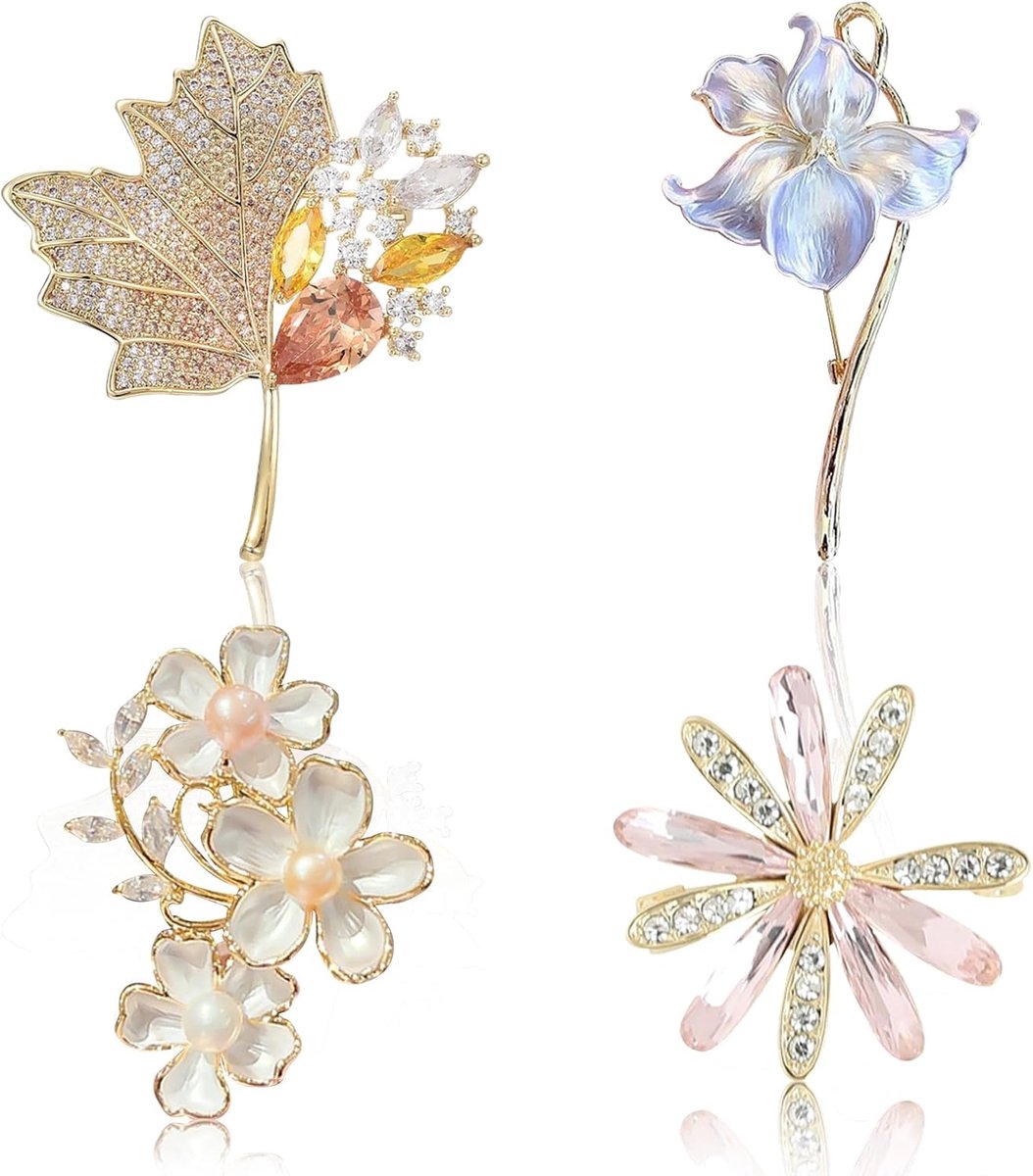 Broches voor dames, mooie bloemenbroches, elegante broches voor kleding, vintage bladeren broche pin, broche voor sjaal, mantel, kleding, kledingclip
