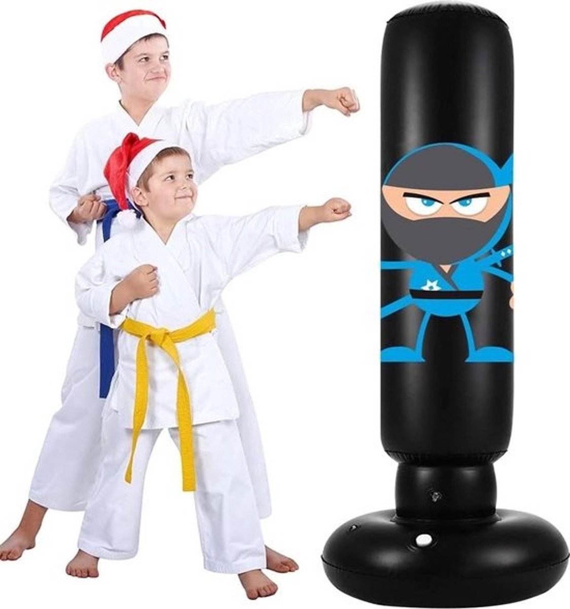Staande bokszak - 160 cm - Punchingbokszak - Tumblerzuil - Opblaasbare tumbler - Voor buikspieren - Fitnessvechtzuil
