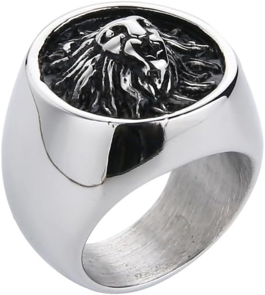 Heren ring Leeuw Edelstaal Zilverkleurig-18mm