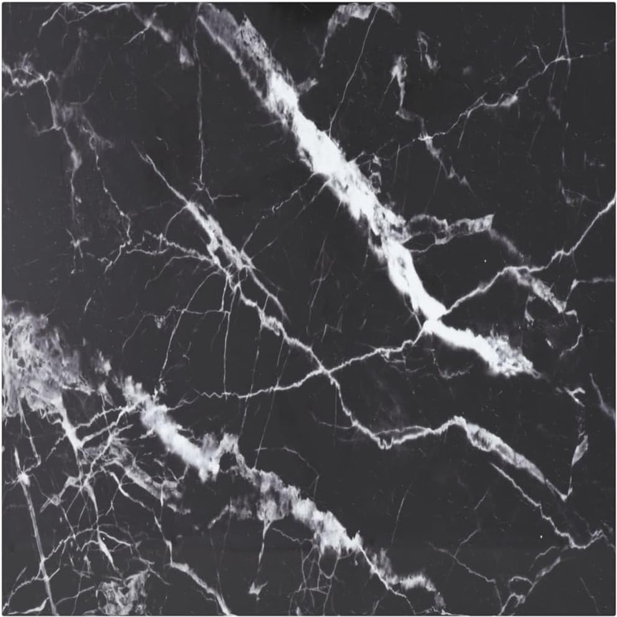 Glasplaat zwart 70 x 70 cm 6 mm gehard glas in marmerlook voor eettafel en salontafel - 1 stuk