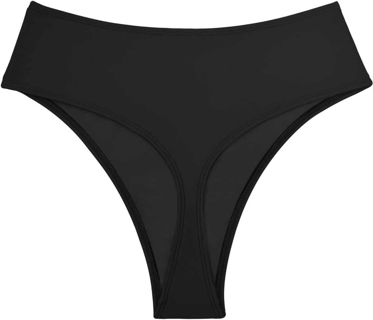Women's Thong Rave Bottoms High Waisted Bikini Bottom High Cut Panties for Dance Festival, Black, S