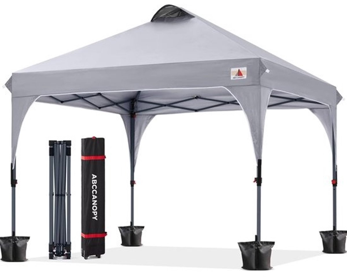 Pop-up partytent - 3 x 3 m - Met gewichten en accessoires - Grijs