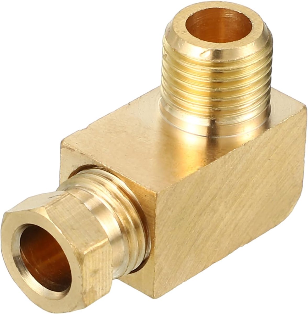 1 stuk M10 x 1 universele hoek 90 graden hoek messing schroefverbinding - auto-aansluitadapter voor 6 mm - messing goudkleurig