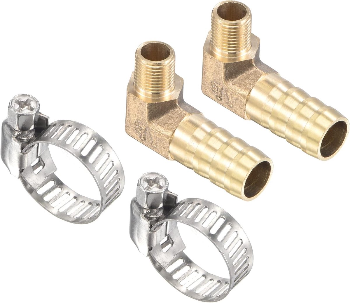 2 Pack Messing Slang Barb Fittings - 90 Graden Elleboog 12mm Messing Pijp Connector met Slangklemmen van toepassing op Water (G1/8 Mannelijke Draad)