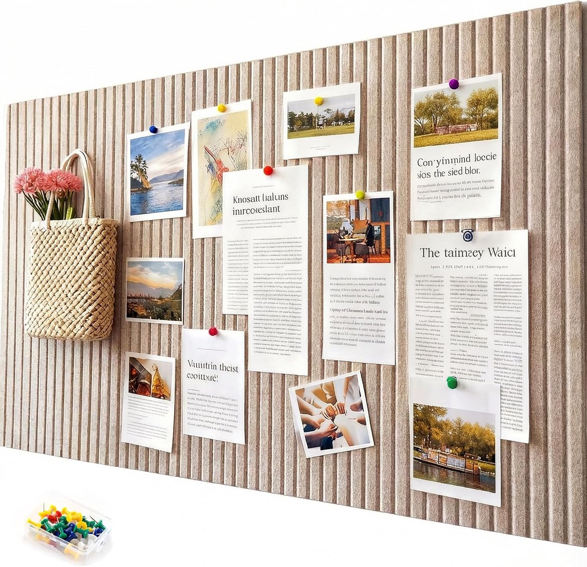 Zelfklevend vilten prikbord, 120 x 90 cm, 0,9 cm dik, opvouwbaar, visiebord, memobord en fotowand, wandbescherming en decoratie voor keuken, kinderkamer en kantoor, licht camel