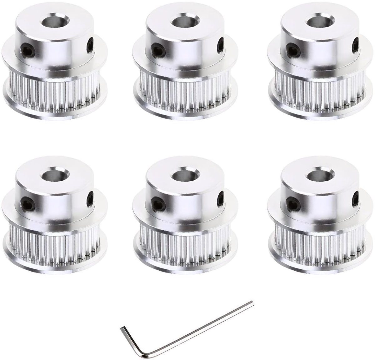 Tandriemschijf 30 Tanden,Boring 5 mm,Breedte 6 mm,GT2 30T Timing Belt Pulley Bore 5 mm,voor 3D Printer en CNC 6 mm Breedte GT2 Tandriem.(6 stuks)