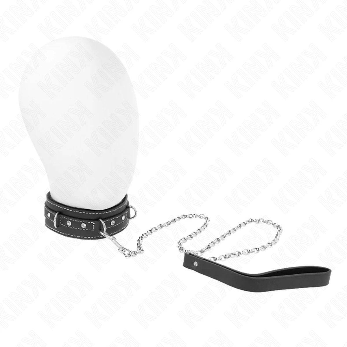 PVC Leren Halsband met Riem en Rhinestone Klinknagels