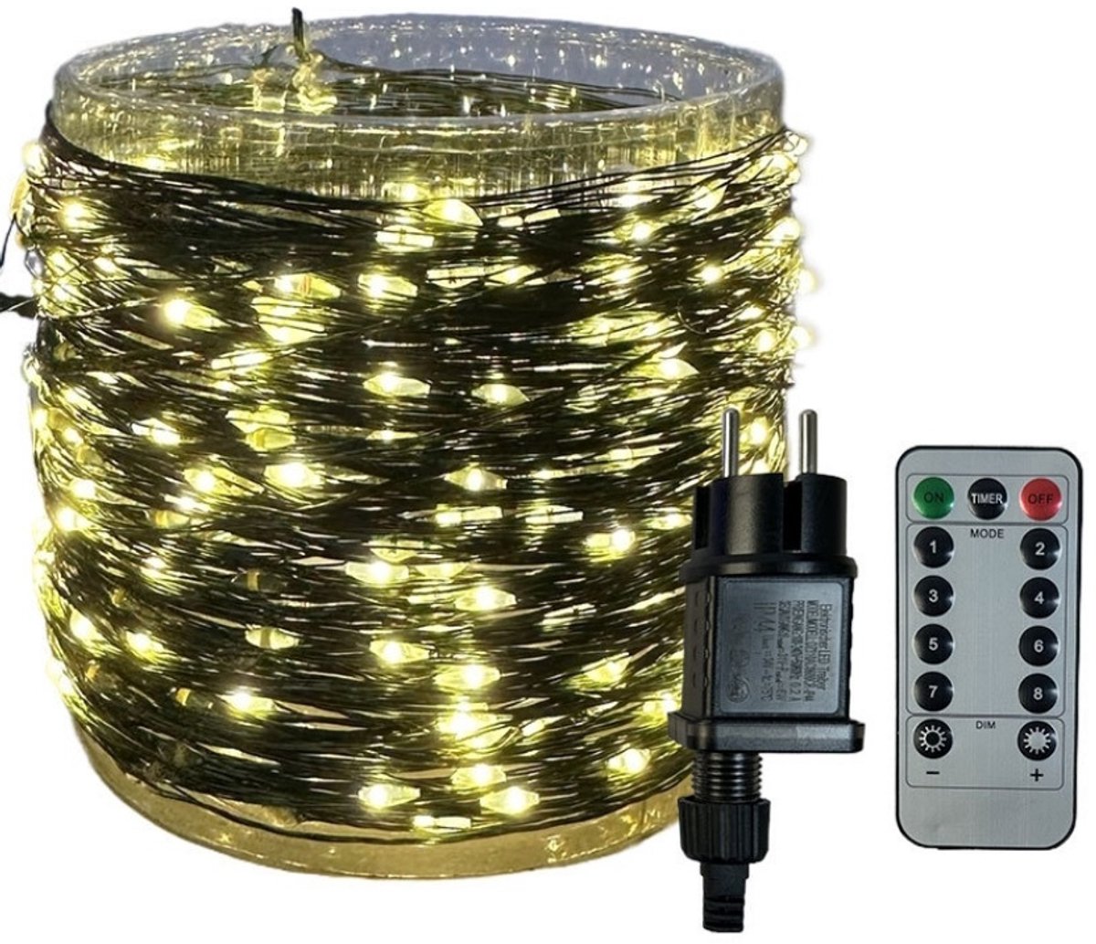 LED Lichtsnoer voor Kerstboom - Kerstversiering - Halloween Decoratie - Kerstboomverlichting - Met Afstandsbediening - 8 Lichtstanden - Waterdicht - 50m 500LED - Warm Wit - 1 stuk