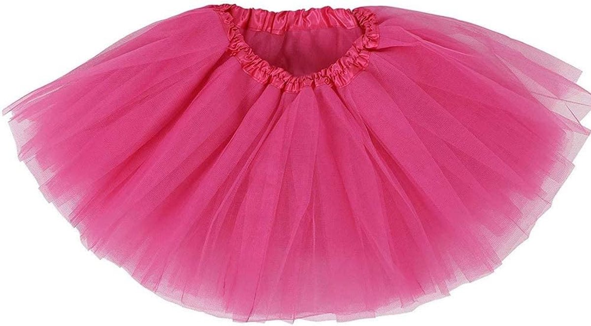 Women's Tulle Skirt Girls Adult Classic Elastic 4 Layers Tulle Skirt Dress Up Party Ballet Dance Skirt, rosy - ShopVlot