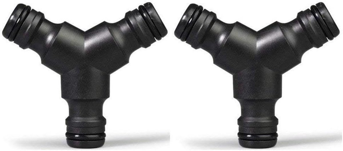 Topways 2 x Y-piece: connector for hose branch and distribution, plastic hose splitter, 3-way branch - ShopVlot