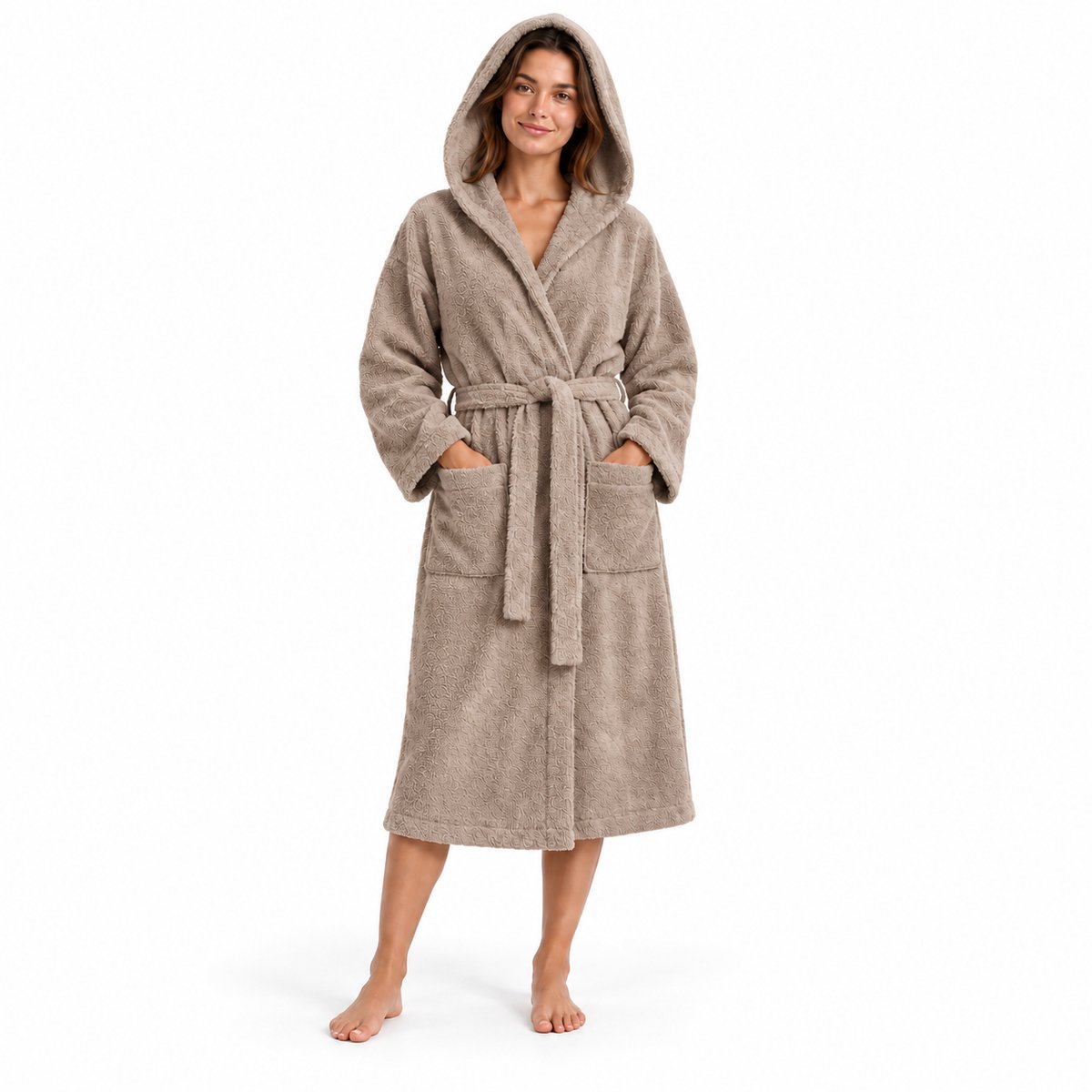 The Linen Room Badjas met Capuchon – 100% Egyptisch Katoen – 420 GSM – Unisex XXL-Taupe