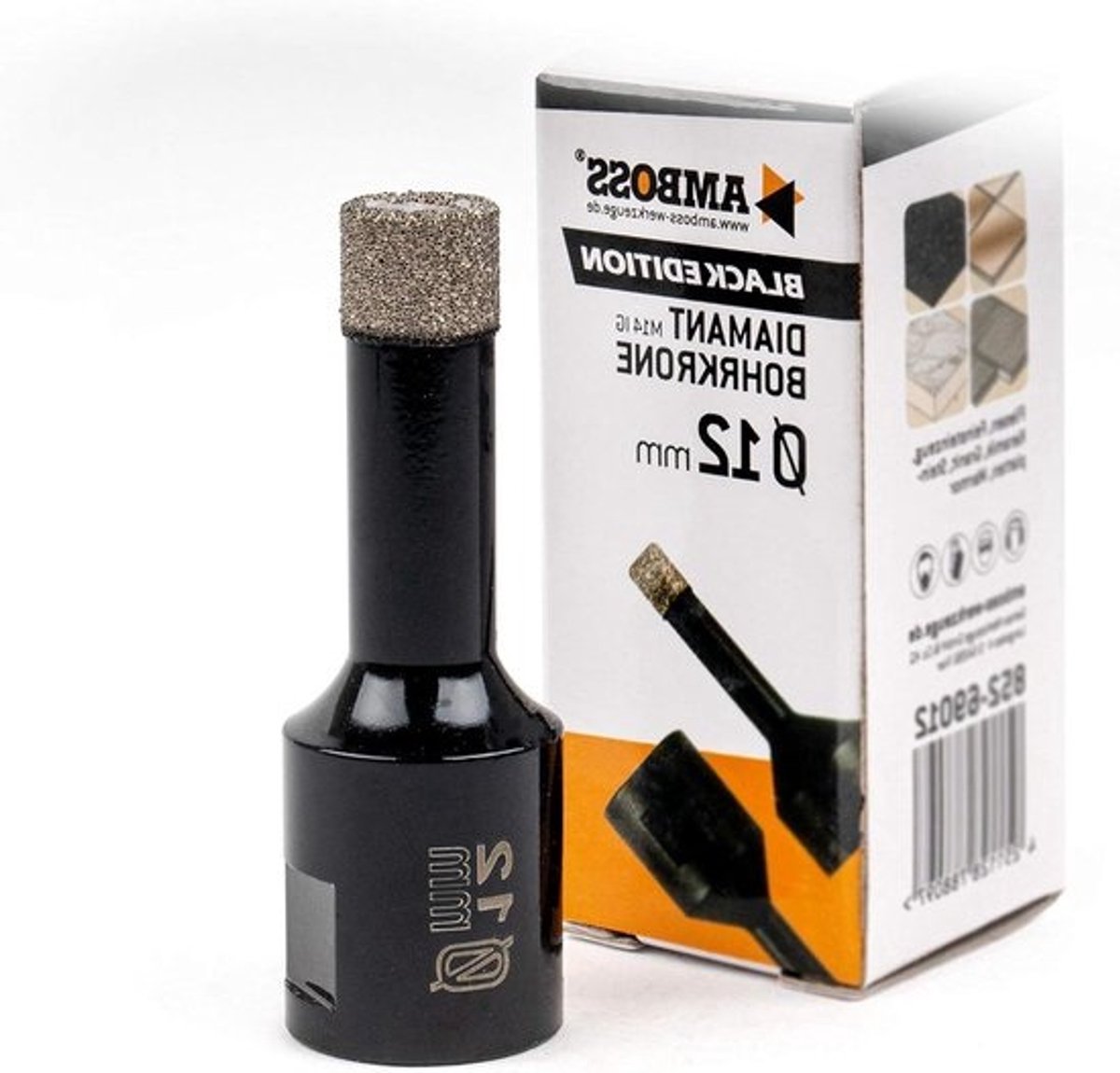 Diamantboorkroon - Tegelboor - Voor gaten boren - Geharde snijrand - 12 mm - Zwart