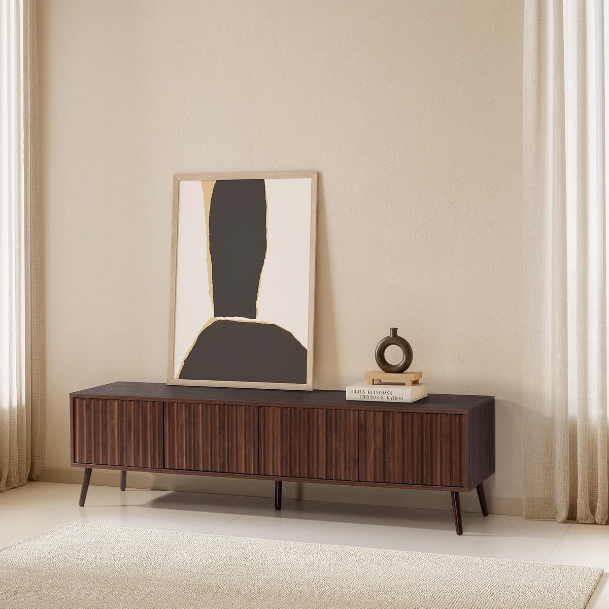 TV-meubel met 4 deuren, 160 cm breed, 40 cm diep, 45 cm hoog – Industrohome
