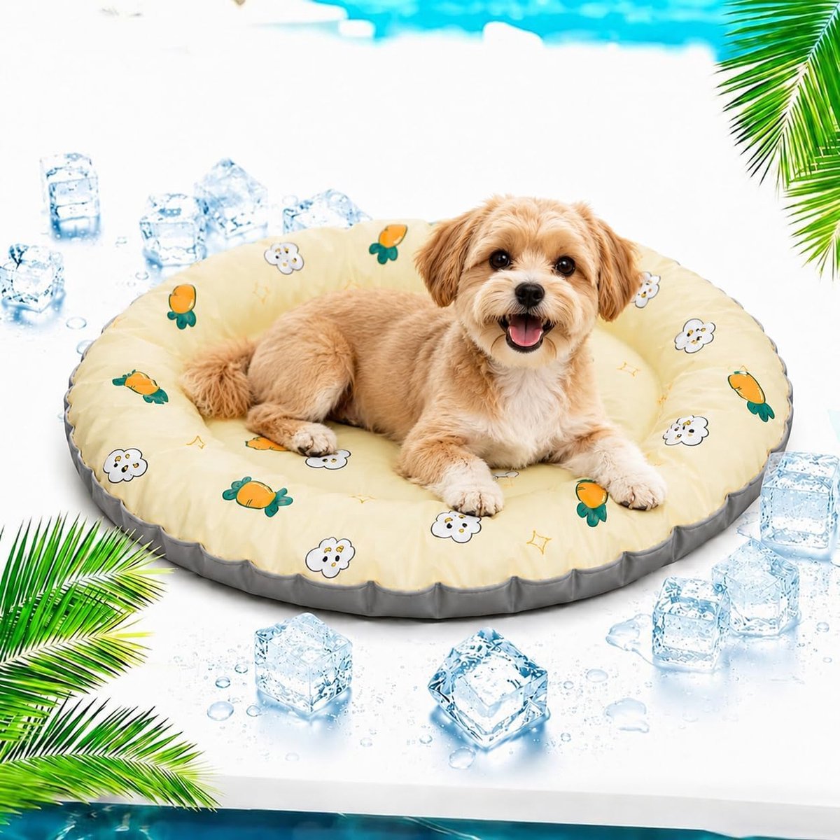 Koelmat voor honden, 55 cm, rond, koelmat voor honden, katten en katten, rond, koelmat voor katten en honden (JU)