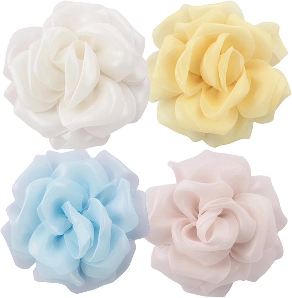 4 stuks haaraccessoires, stoffen haaraccessoires, bloemen, meerkleurige broche voor dames, 10 cm haaraccessoires voor dames, voor bruiloften, bals, feestjes en banketten.