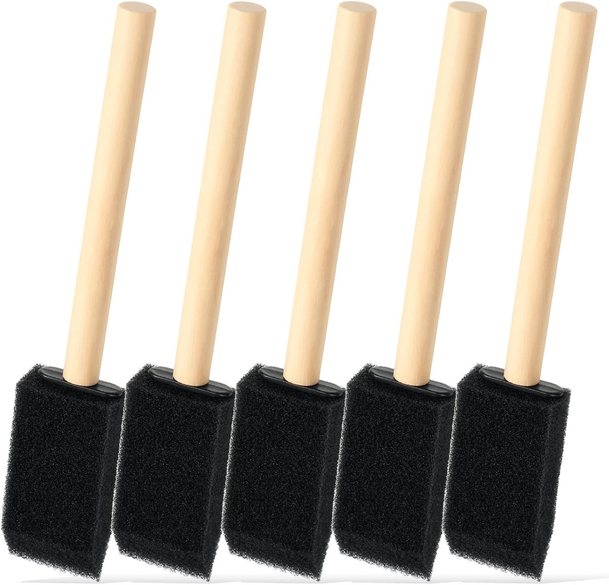5 stuks sponskwasten, kleine schuimkwast, 2,5 cm, zwart