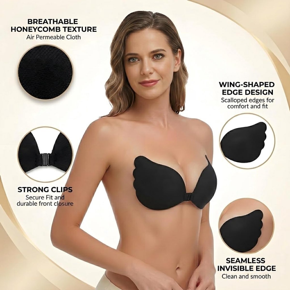 2 paar Onzichtbare Push-up Bh's Adhesive Bra Kleine Grote Busten, Zelfklevende Bh's Voor Dames Strapless Onzichtbare Herbruikbaar, Geschikt voor Jurken met een Open Rug, Trouwjurken en Badkleding