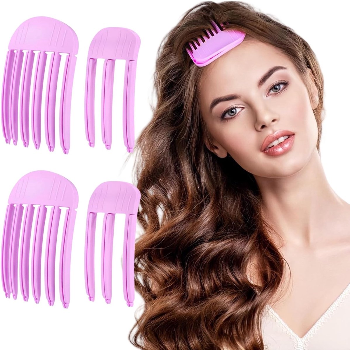 4 Pcs Windform Combs Volume Clips for Roots Wind Shape Combs Volume Hairpins Hair Clips for Men Women (Pink) - ShopVlot