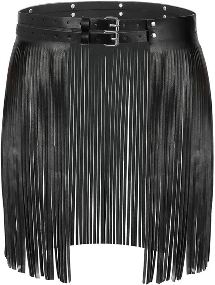 Heupband met franjes - PU leer - Verstelbaar voor taille 72-90 cm - Perfect voor clubwear - ShopVlot