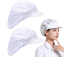 Risipu 2 Pieces Elastic Chef Hat for Women and Men, Adjustable Dustproof Work Hat with Brim, for Kitchen and Restaurant - ShopVlot