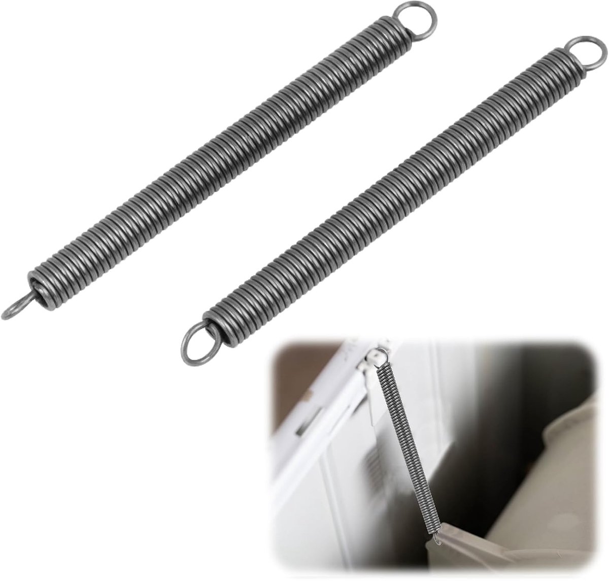 Set van 2 hoogwaardige spiraalveren van veerstaal, 2.5 mm draad, 18.5 mm buiten diameter, 54 mm lang, maximaal 27 kg belasting, robuuste industriële kwaliteit, perfect voor diverse toepassingen