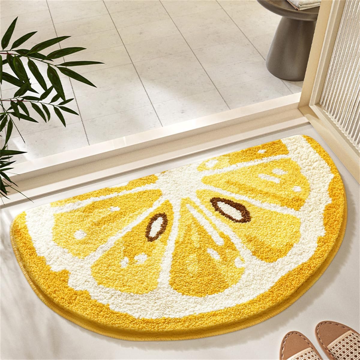 Badmat‑sinaasappel plak vorm‑imitatie kasjmier 50x80cm | Antislip absorberende vloermat voor badkamer, toilet, entree